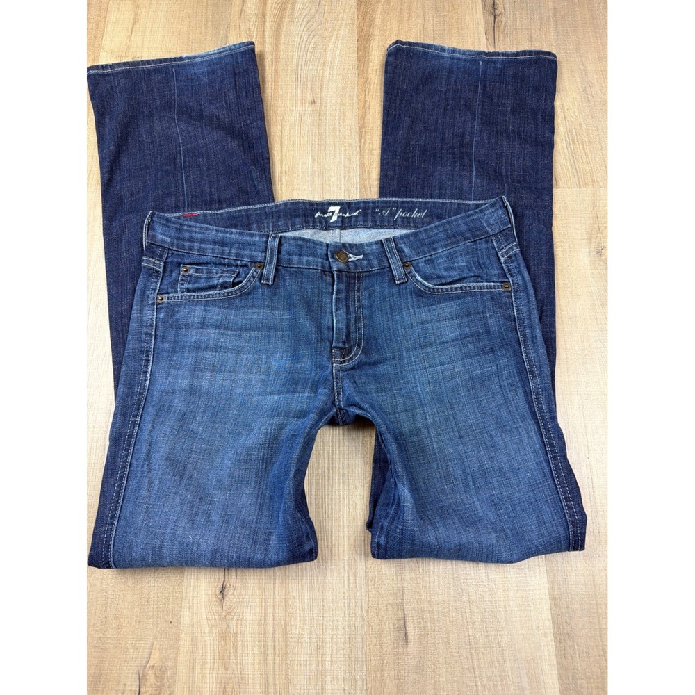 Low Rise 7 For All Mankind A Pocket Flare Jeans Womens 30 Dark Wash Blue